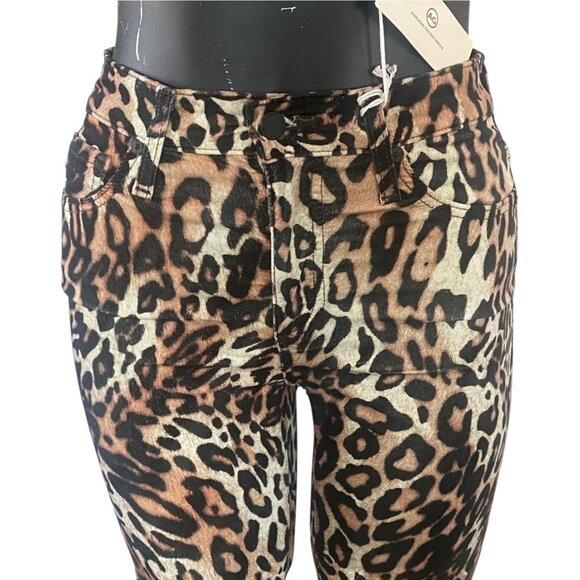 NEW AG Adriano Goldschmied Quinne High Waist Crop Flare Leg Pants Leopard Size26 - Picture 2 of 6